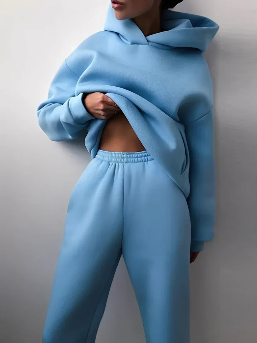 Ensemble de jogging pour femme à capuche, coloris pastel doux