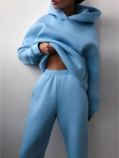 Ensemble de jogging pour femme à capuche, coloris pastel doux