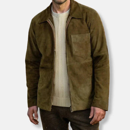 Emil - Blouson en cuir slim fit col montant moderne
