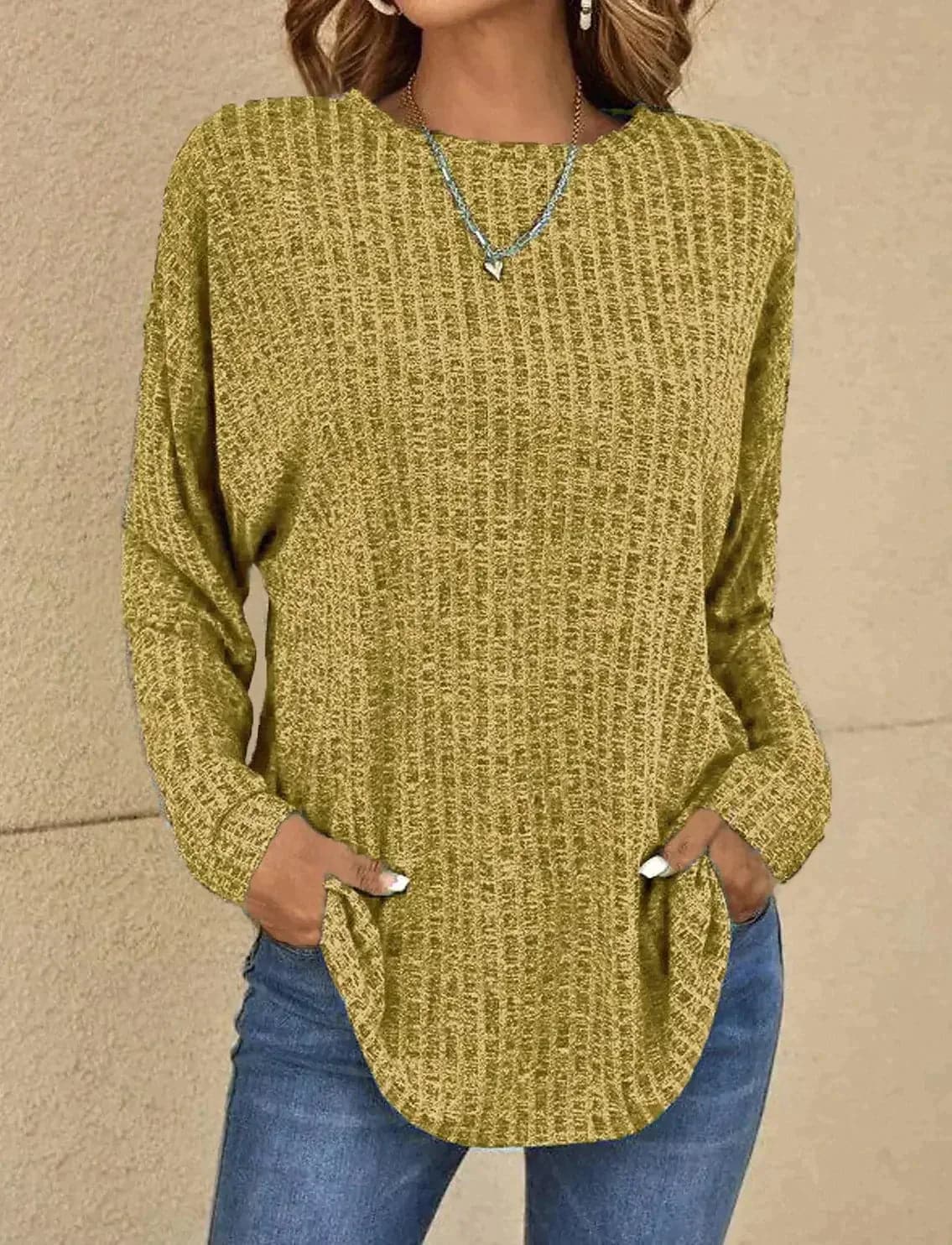 Pull-over doux tricoté pour femme, décontracté, confortable, à manches longues