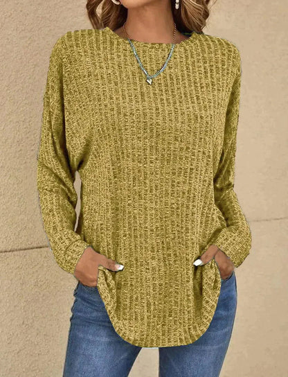 Pull élégant en maille mélangée Col rond Manches longues