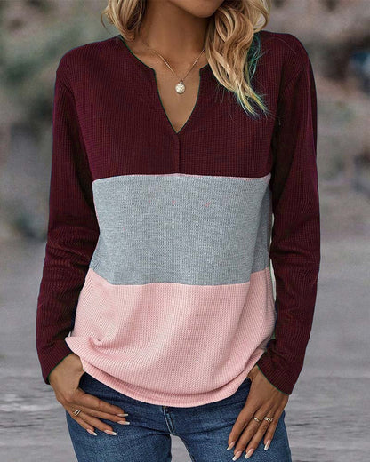 Robe femme col en V blocs de couleur