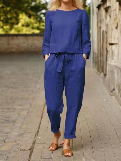 Ensemble de sport pour femme – Haut à manches longues et pantalon taille haute