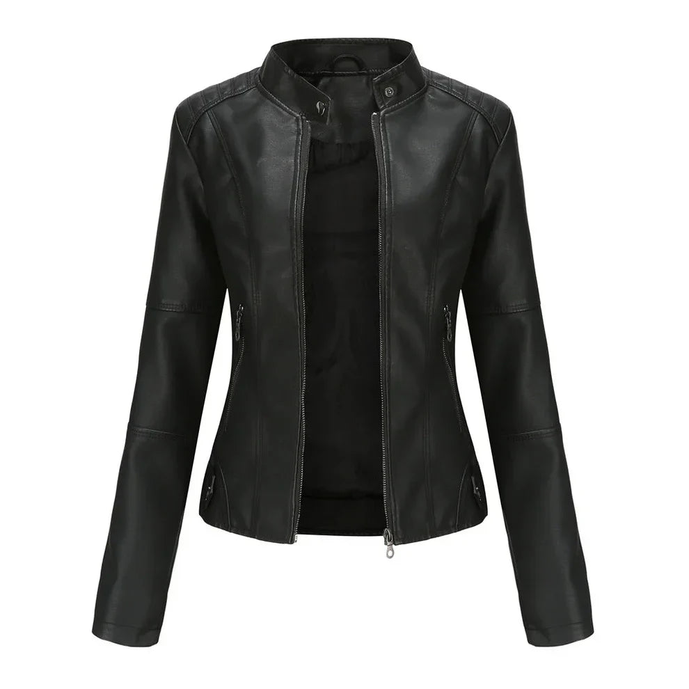 Veste en cuir femme coupe cintrée élégante