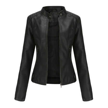 Manteau en cuir élégant pour femme, coupe ajustée