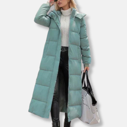 Doudoune longue femme gilet matelassé capuche col montant