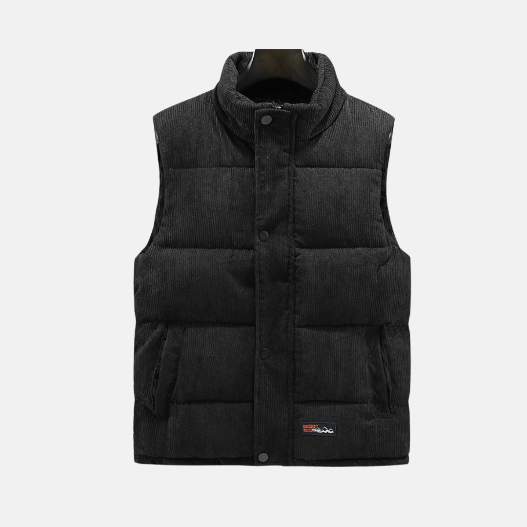 Gilet homme en velours côtelé coupe décontractée col montant