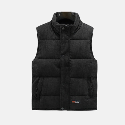 Gilet homme en velours côtelé coupe décontractée col montant