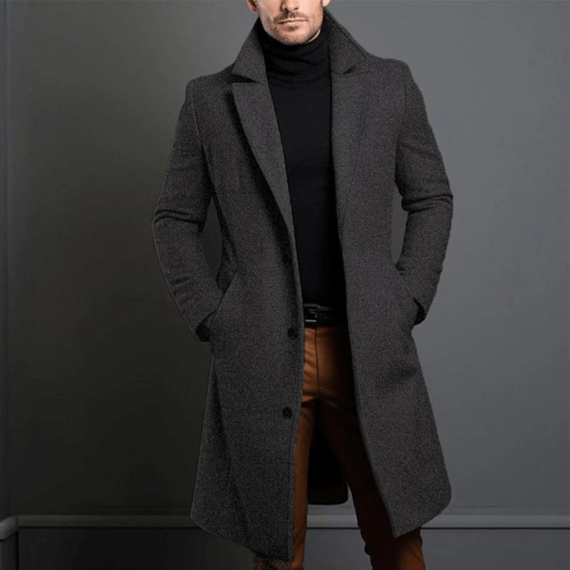 Manteau long d'hiver pour hommes, chaud et élégant