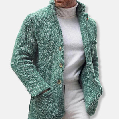 Cardigan homme structuré col montant boutons
