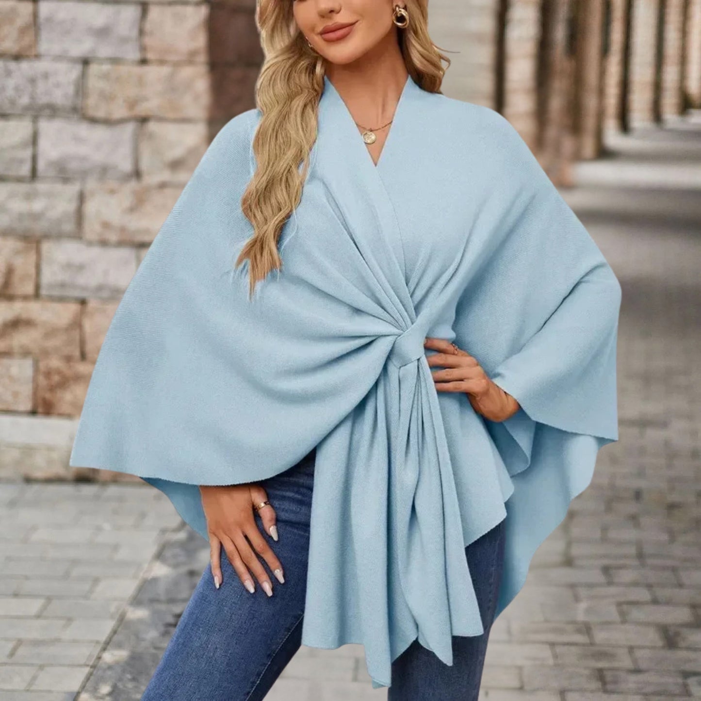 Haut pour femme avec effet cape et nœud sur le devant