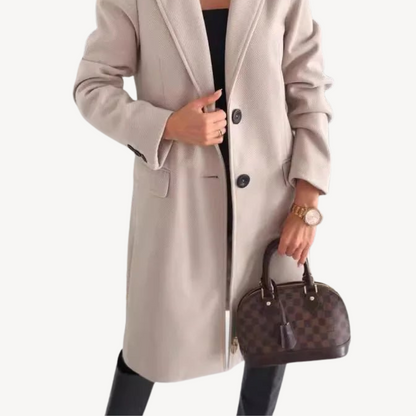 Manteau d'hiver femme en laine mélangée avec poches pratiques