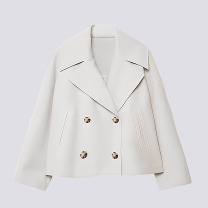 Veste en laine courte élégante pour femme avec revers