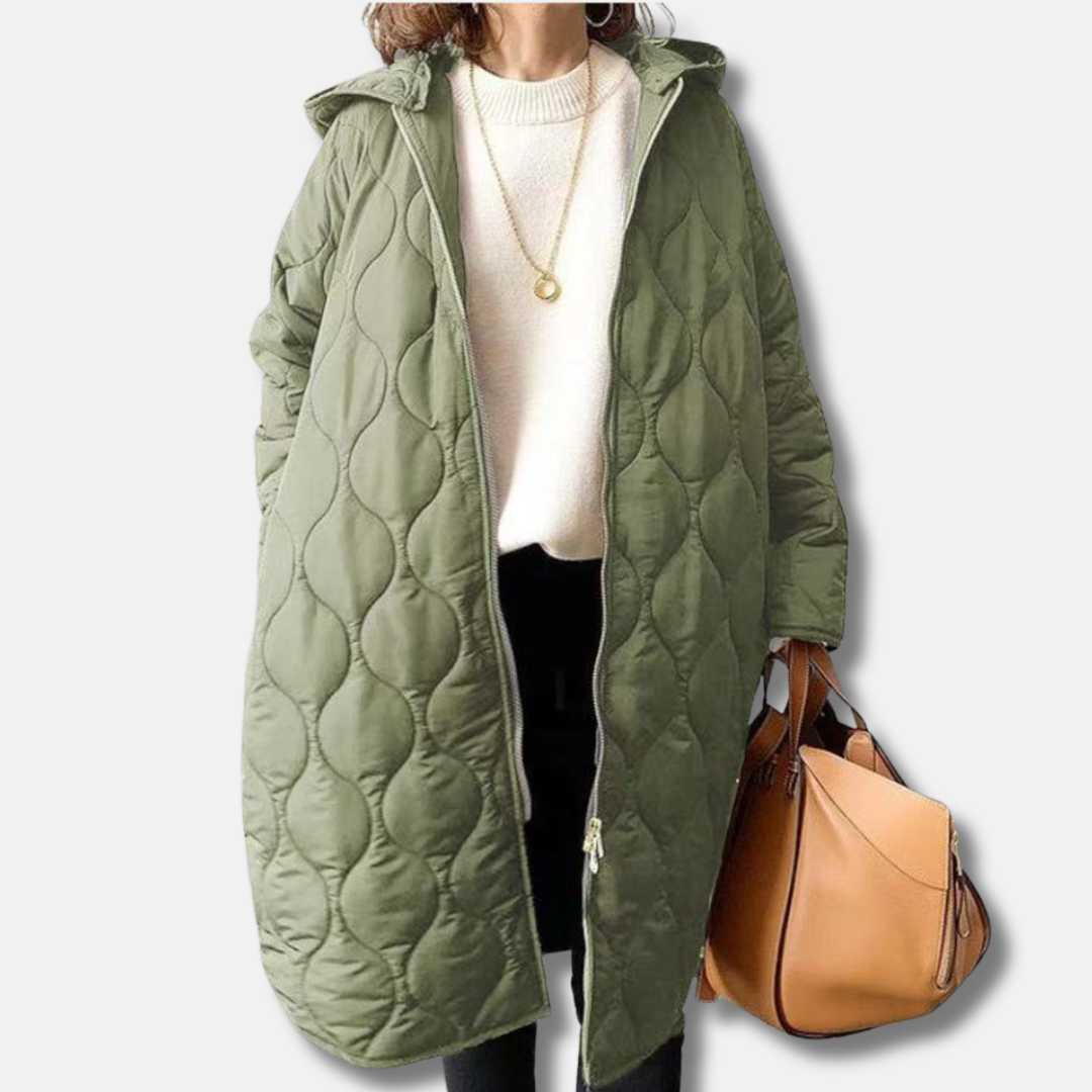 Doudoune longue matelassée oversize à capuche pour femme