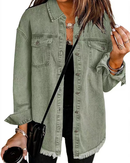 Chemise-veste décontractée en cachemire pour femme