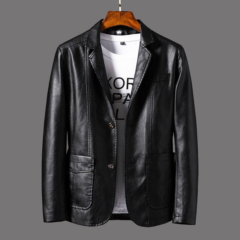Blouson en cuir élégant pour homme - Noir moderne
