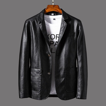 Blouson en cuir élégant pour homme - Noir moderne