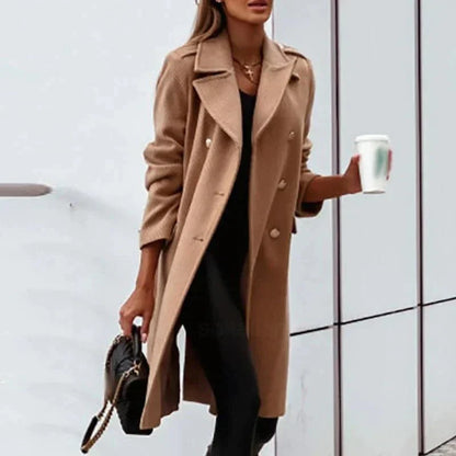 Élégant manteau long croisé pour femme
