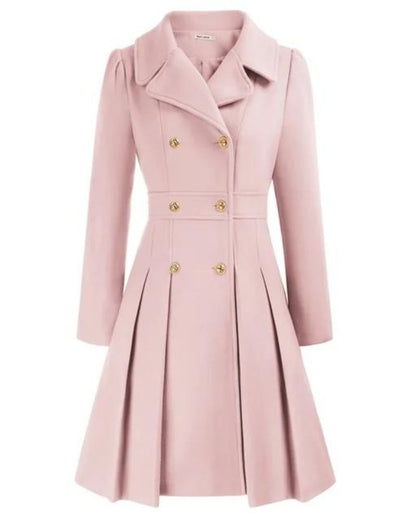 Élégant manteau en laine pour femme, jupe plissée