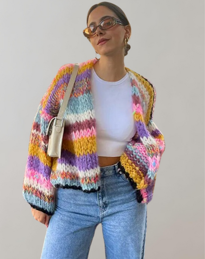 Cardigan oversize multicolore douillet