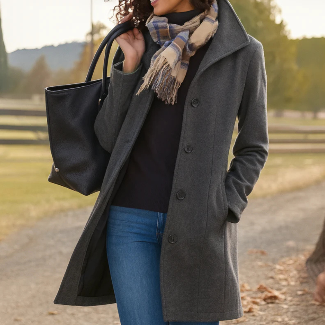 Veste femme élégante Mi-longue Boutons