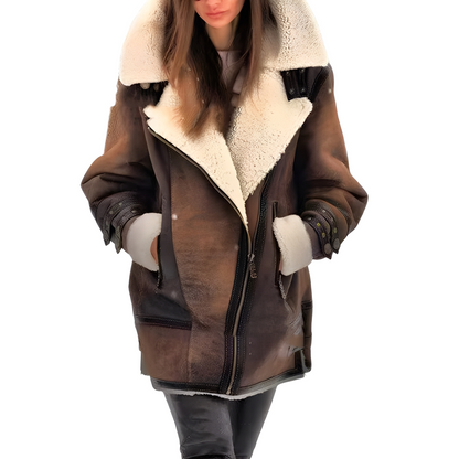 Élégante veste en cuir pour femme, doublure douce