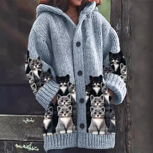 Weiches Katzen Cardigan Gemütlich Gestrickt - IdealeKleiden