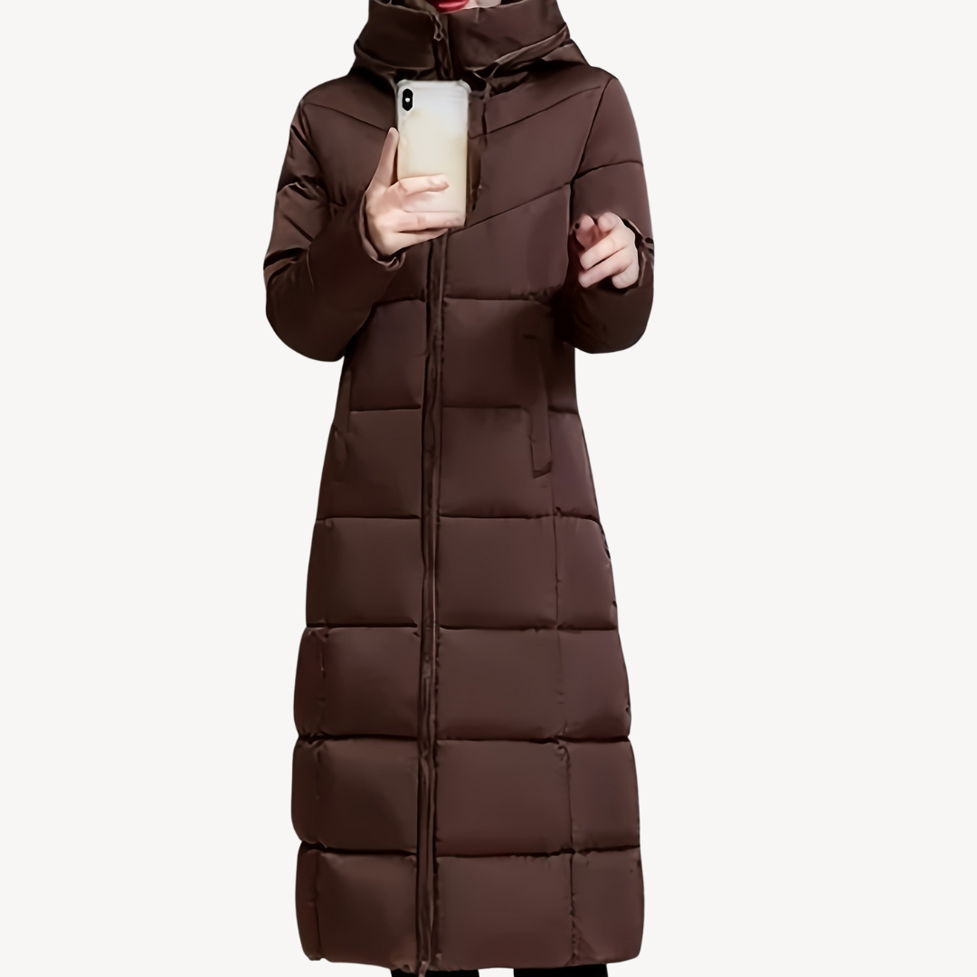Manteau matelassé long à capuche chaud pour femme