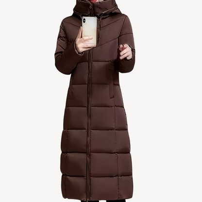 Manteau matelassé long à capuche chaud pour femme