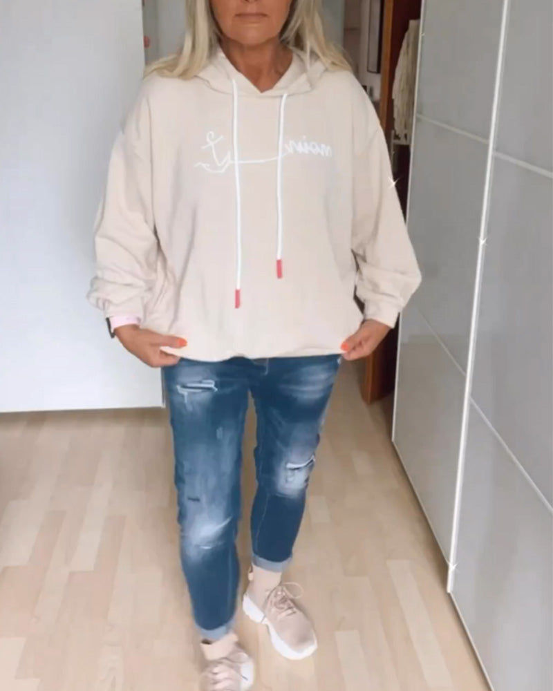Sweat à capuche Marine Ancre