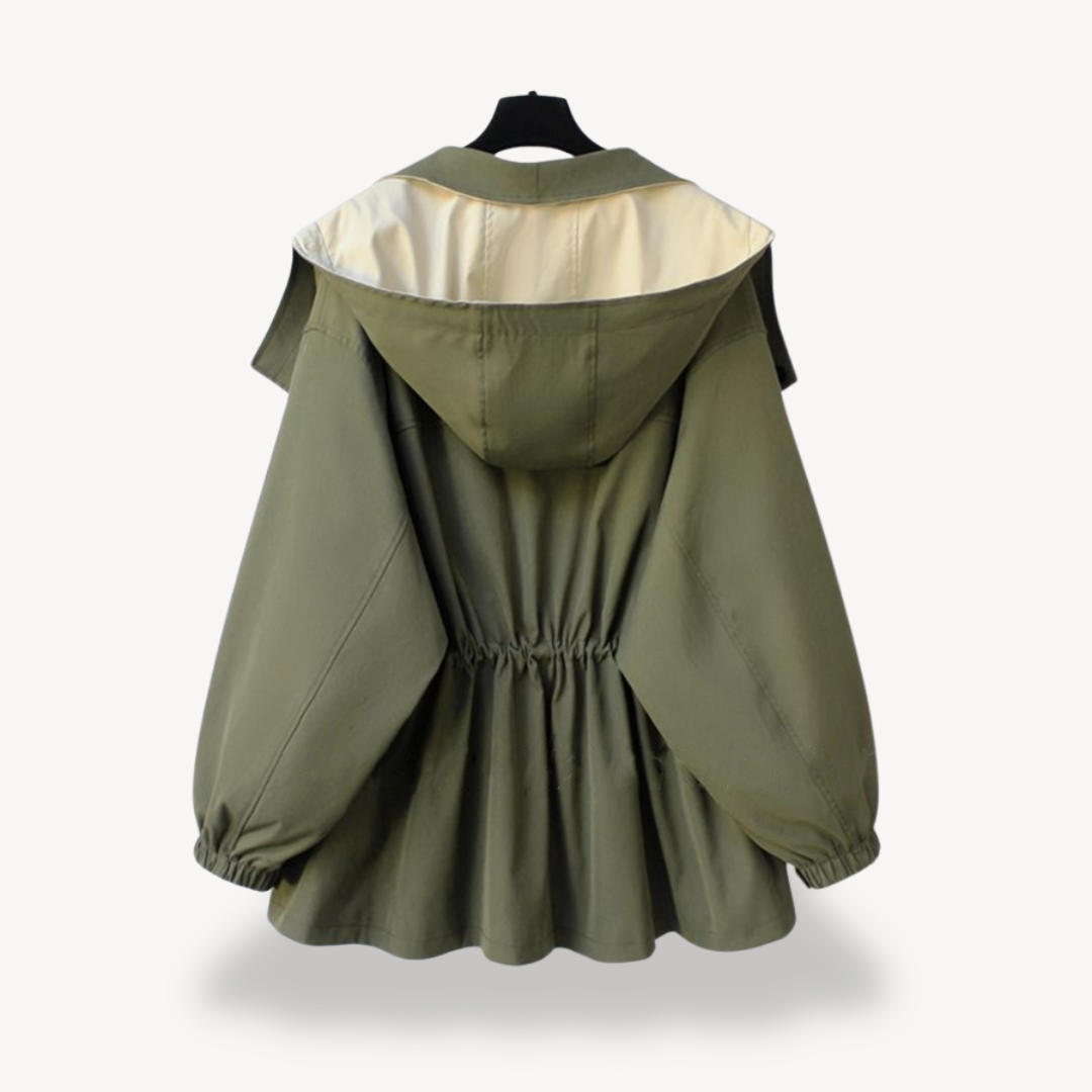 Moderne Damen Trenchcoat Colorblock Stil - IdealeKleiden