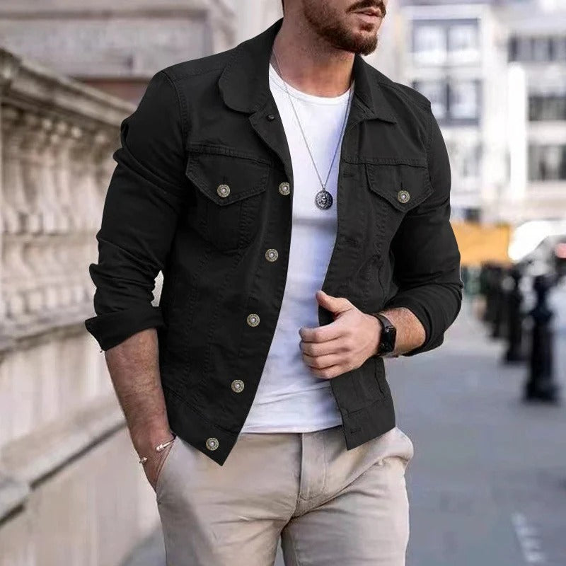 Veste en jean classique pour homme coupe slim moderne