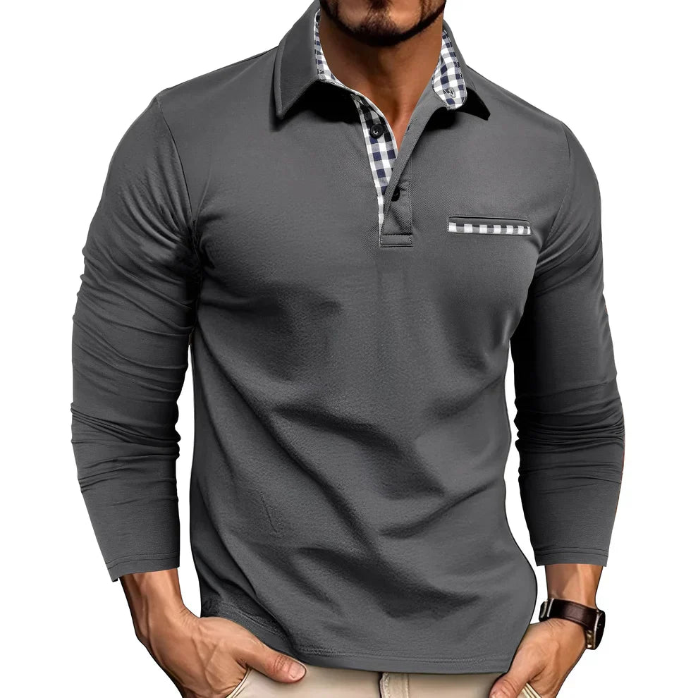Polo-shirt homme manches longues style décontracté