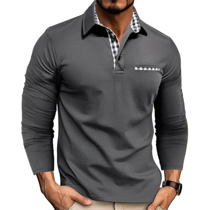 Polo-shirt homme manches longues style décontracté