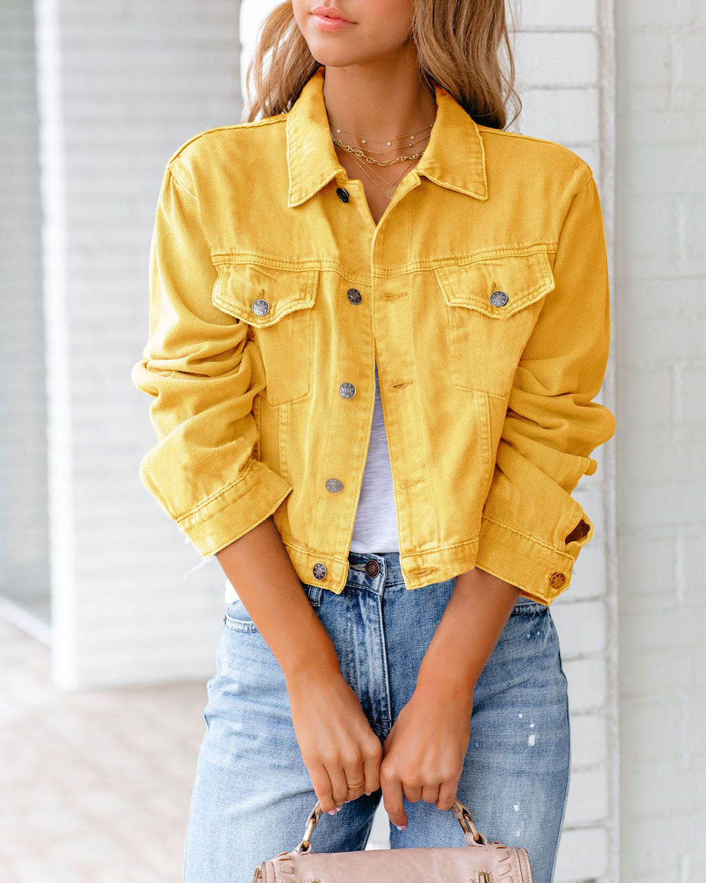 Veste en jean tendance pour femme avec poches