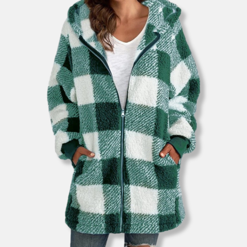 Sweat à capuche carreaux grande taille doux capuche zip