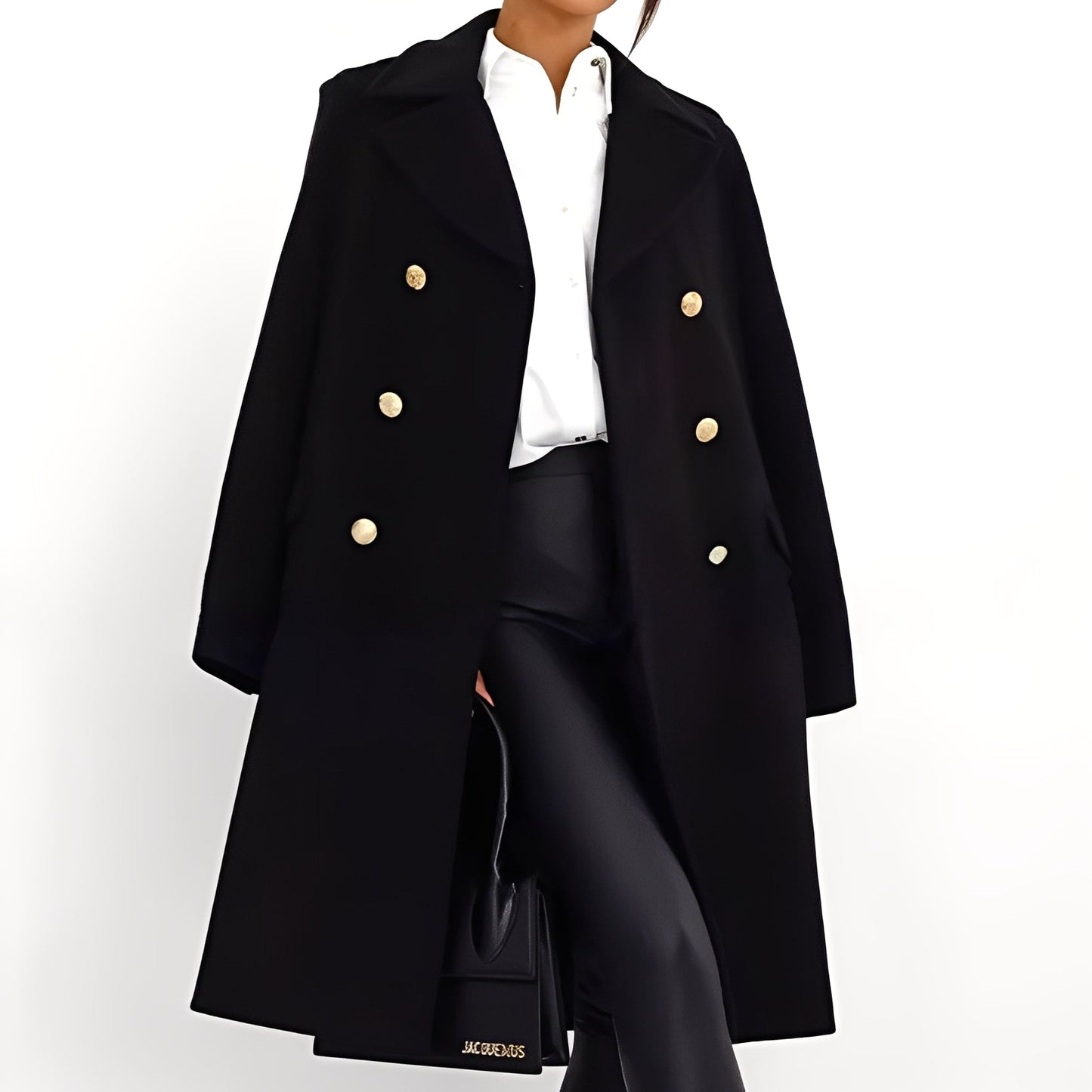Manteau en laine stylé pour femme, design double boutonnage