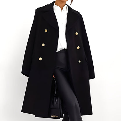 Manteau en laine stylé pour femme, design double boutonnage