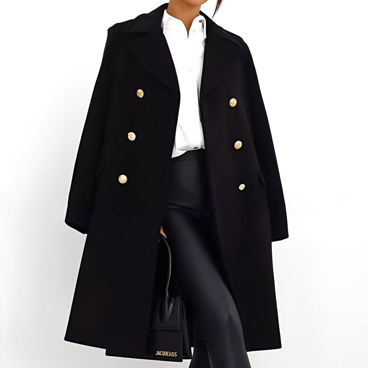 Manteau en laine stylé pour femme, design double boutonnage