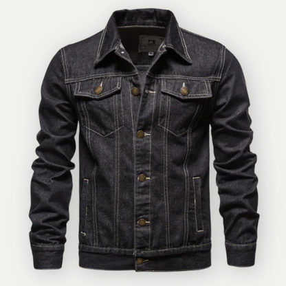 Veste en jean tendance pour homme avec surpiqûres contrastantes