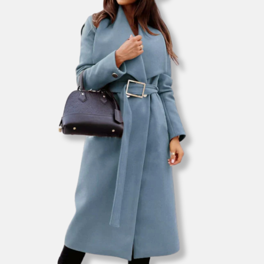 Manteau long élégant pour femme Coupe décontractée Boucle dorée