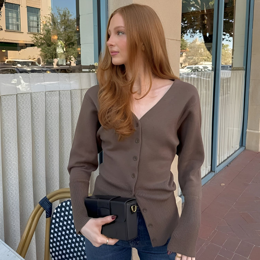 Stylischer Damen Cardigan Mantel Elegant Tailliert - IdealeKleiden