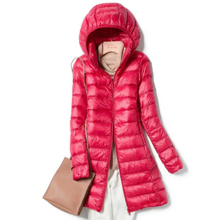 Longue veste d'hiver chaude pour femme avec capuche