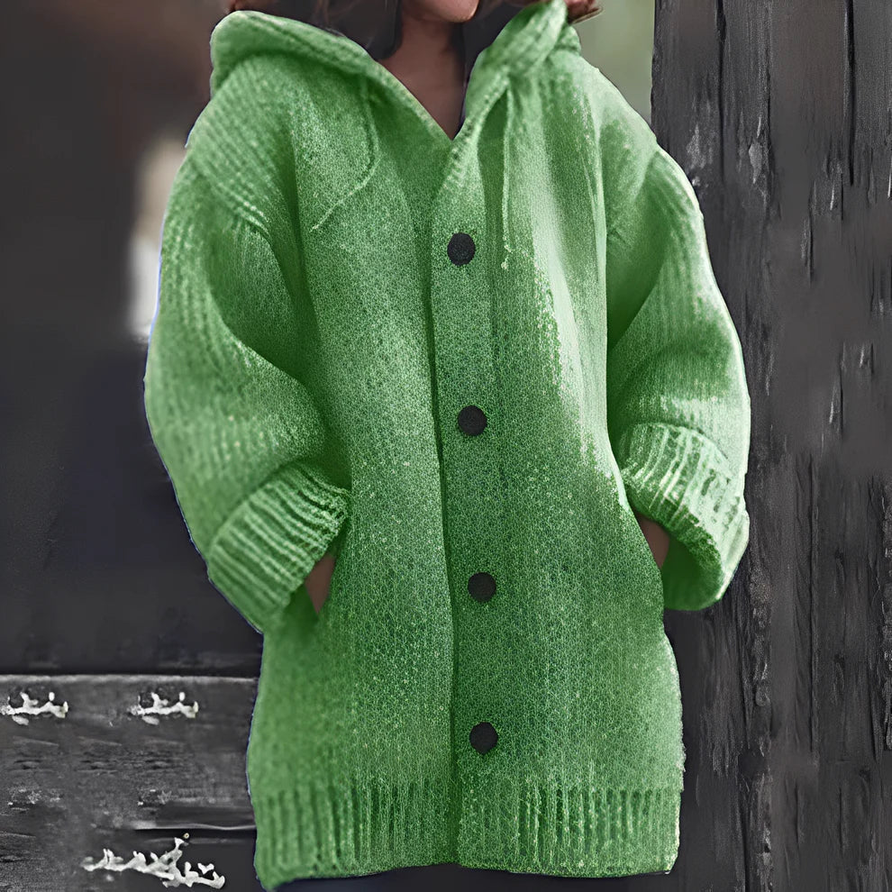Gilet en maille à capuche confortable avec poches pour femme