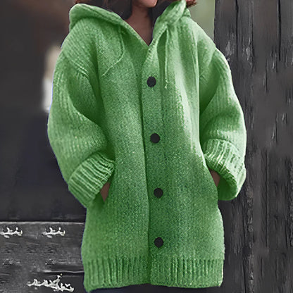 Gilet en maille à capuche confortable avec poches pour femme