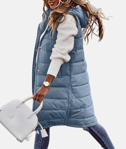 Manteau d'hiver long pour femme à capuche