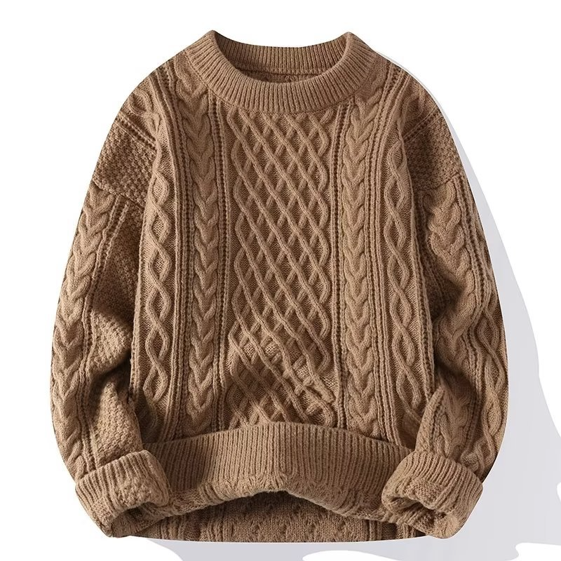 Pull-over en tricot doux pour femme, à manches longues et col rond, confortable