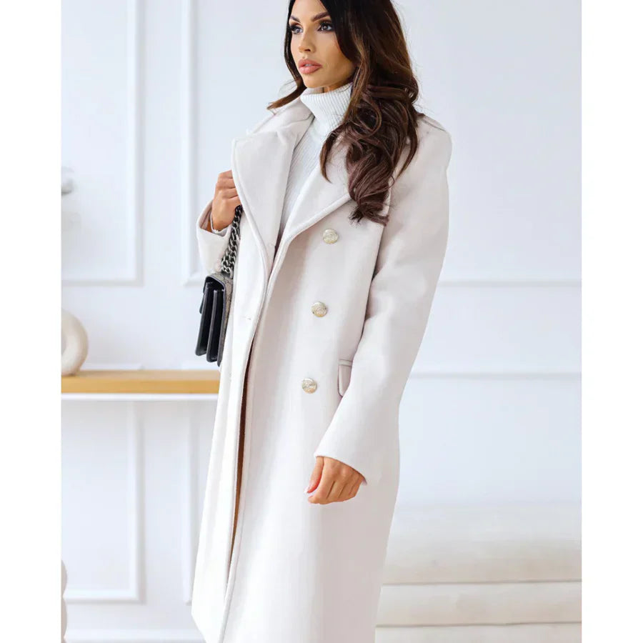 Manteau long pour femme en laine mélangée sur mesure deux pièces