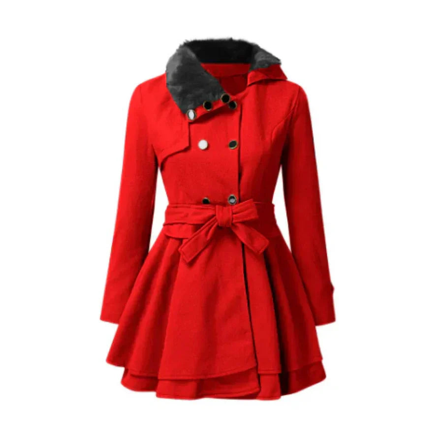 Manteau Femme Mélange Laine Coupe Évasée Cache-cœur Classique