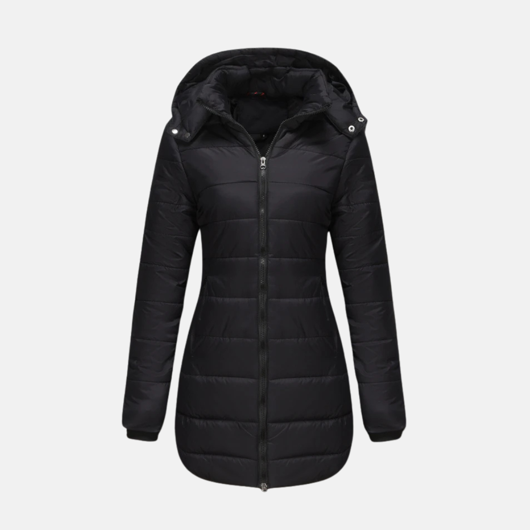 Manteau d'hiver long femme isolé capuche